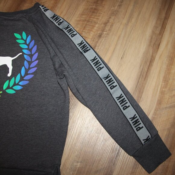 PINK Victoria's Secret Size XS Gray Rainbow Dog Fleece Sweatshirt - Picture 4 of 9